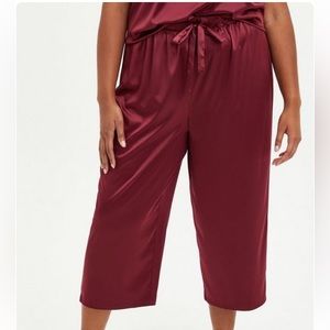Torrid Crop Sleep Pant - Dream Satin Burgundy